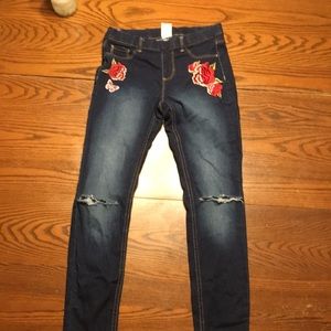 Girls rose ripped jeans